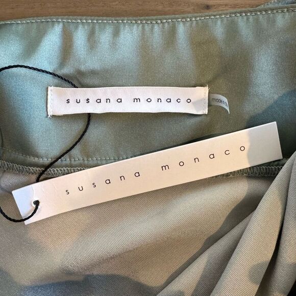 NWT Susana Monaco Celadon Velvet Silk Bias Cut Midi Dress - Picture 8 of 10